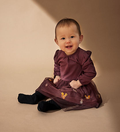 Premium Long Sleeve Tulle Dress: Catawba Grape