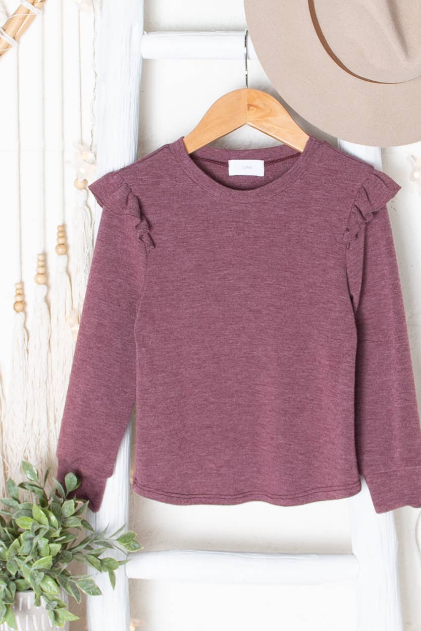 Premium Burgundy Ruffle Sleeve Blouse