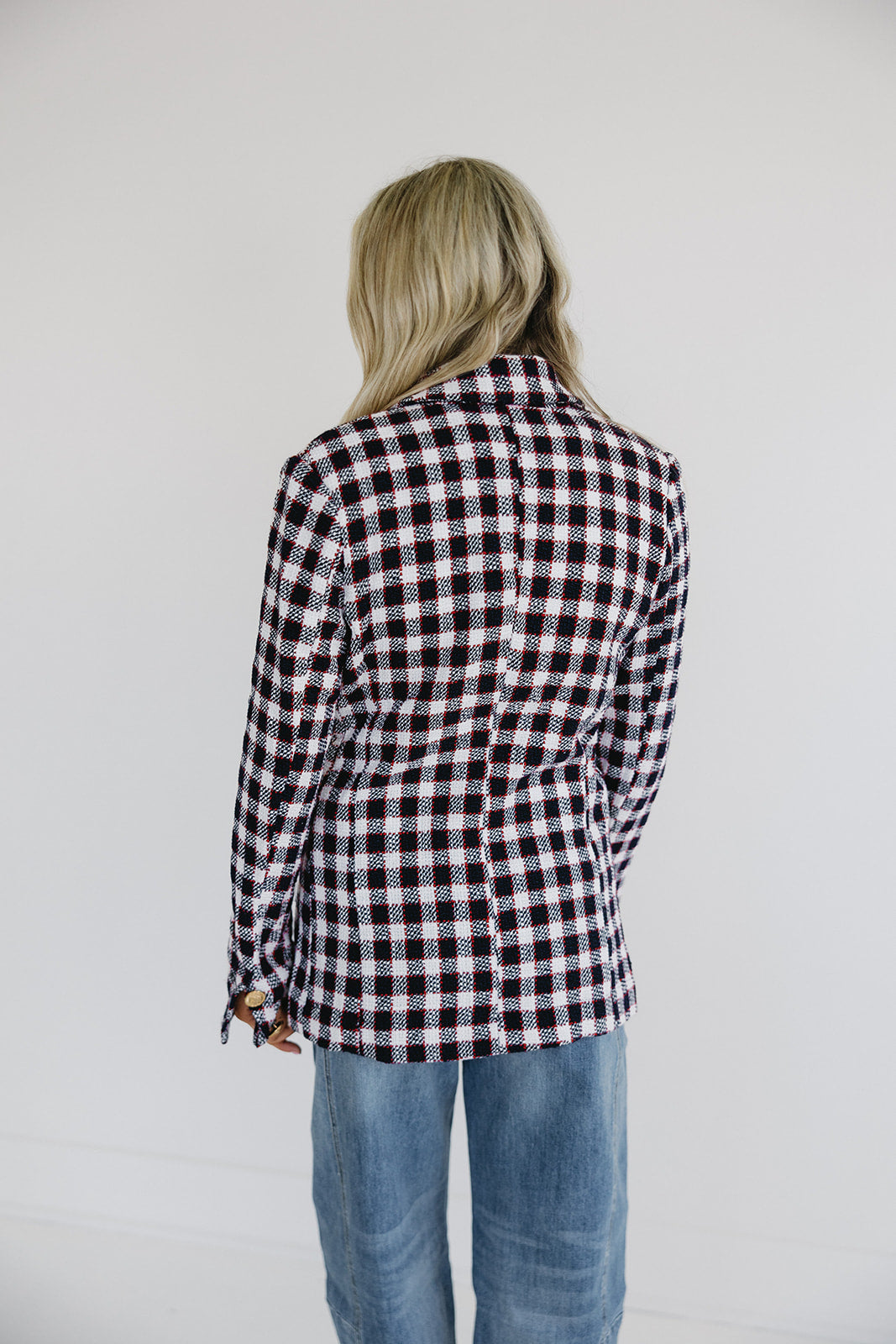 Premium Navy Checkered Blazer - Timeless Elegance