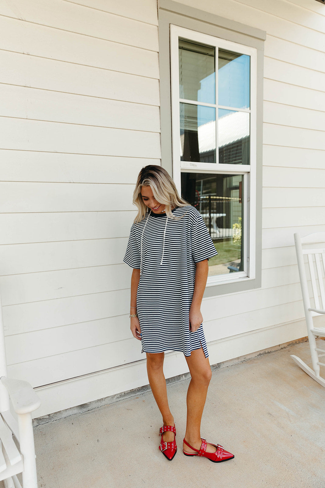 Premium Sienna Stripe Mini Dress - Navy | Ultimate Comfort & Style