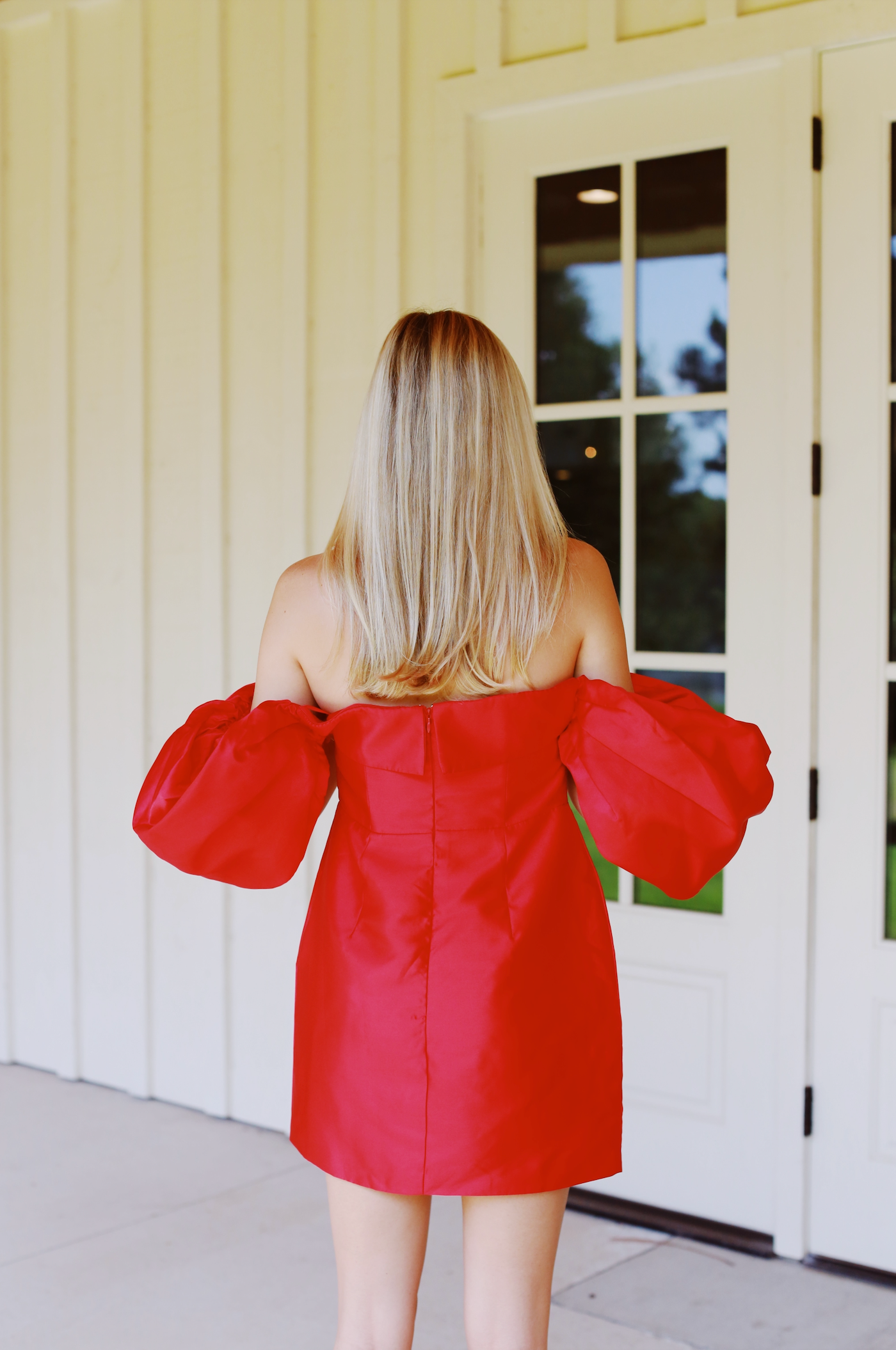 Premium Mazie Puff Sleeve Cocktail Dress - Bold Red