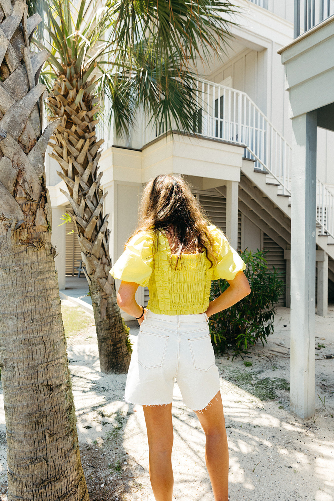 Premium Alexandra Smocked Crop Top - Vibrant Yellow