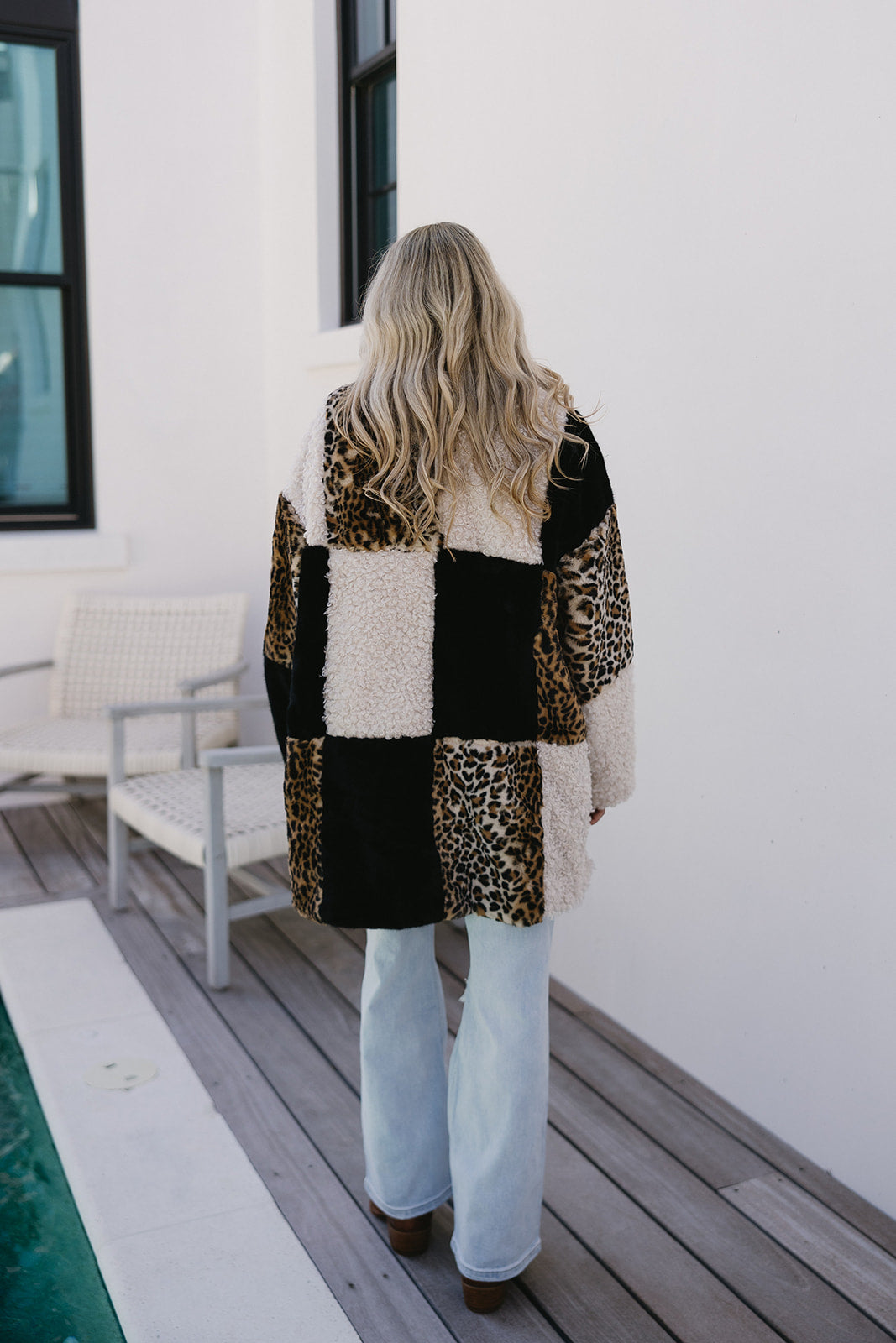 Premium Layna Leopard Print Faux Fur Coat - Black