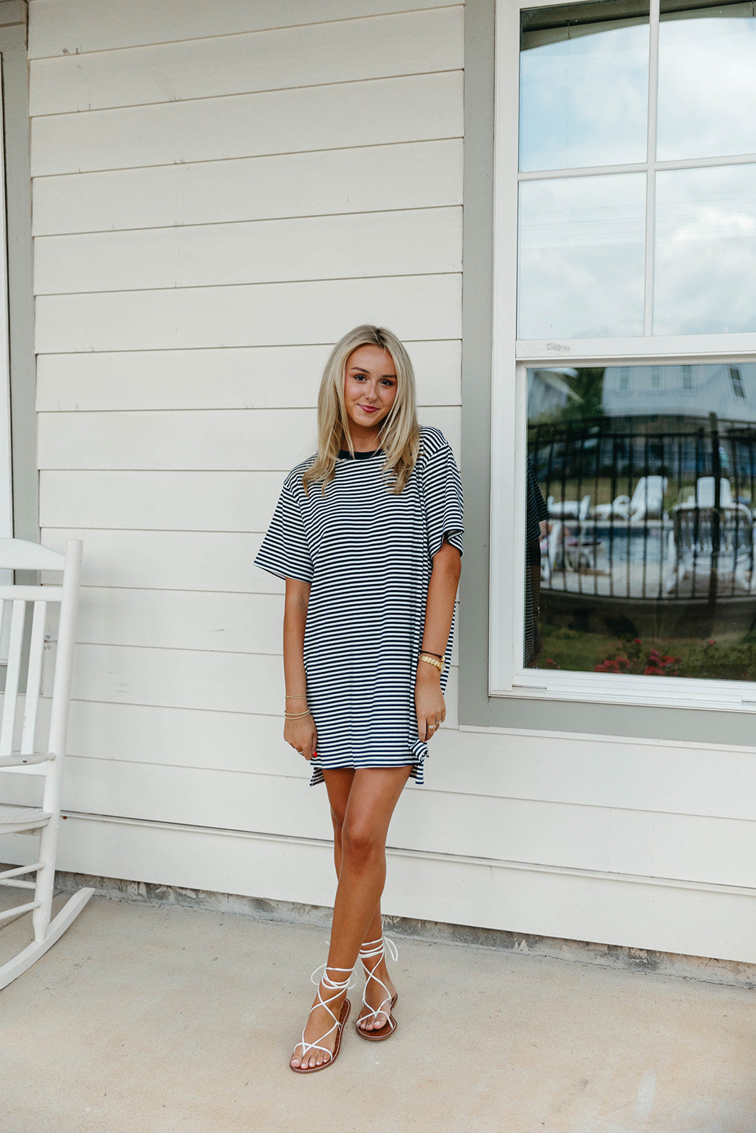 Premium Sienna Stripe Mini Dress - Navy | Ultimate Comfort & Style