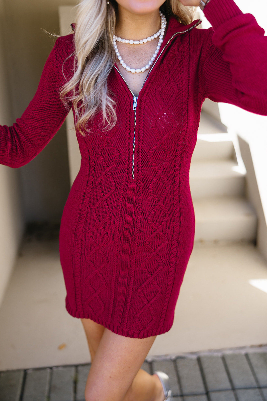 Premium Wrenley Mini Dress - Ultimate Burgundy Comfort