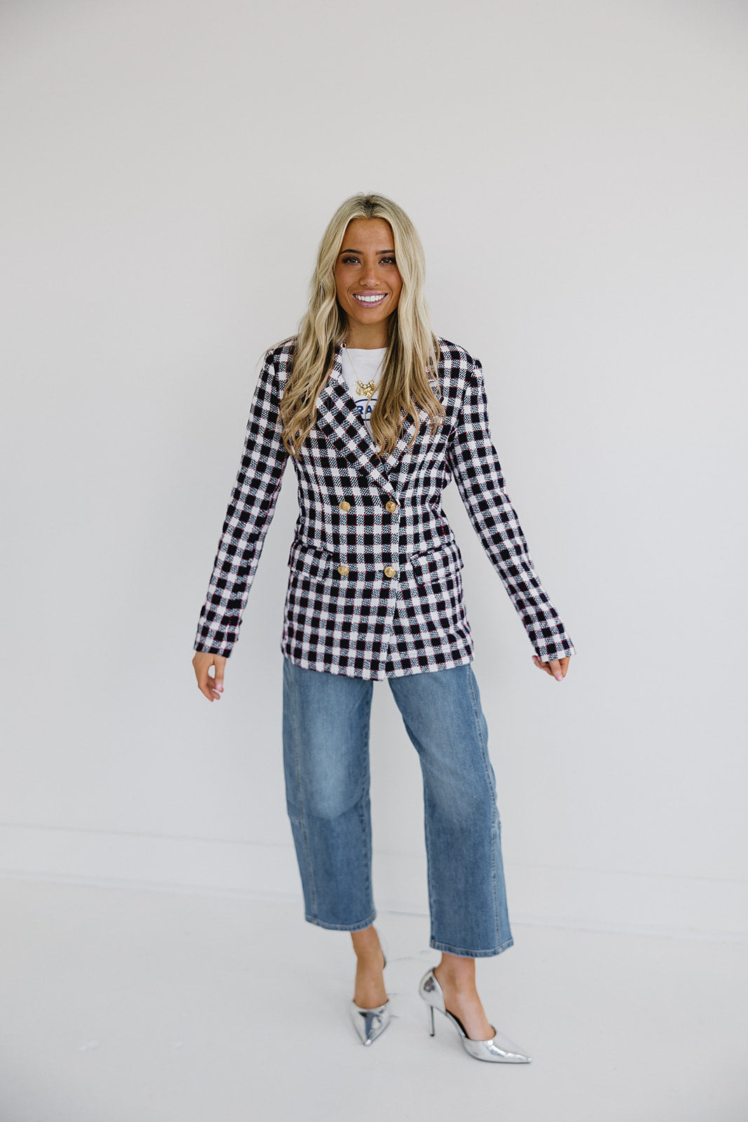 Premium Navy Checkered Blazer - Timeless Elegance