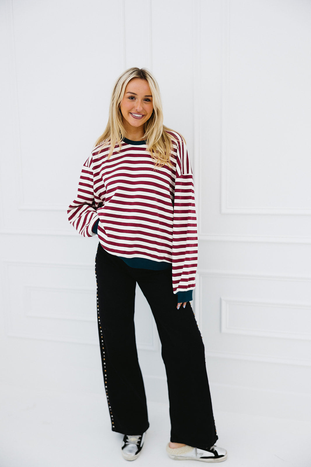 Premium Hanleigh Stripe Top - Vibrant Magenta