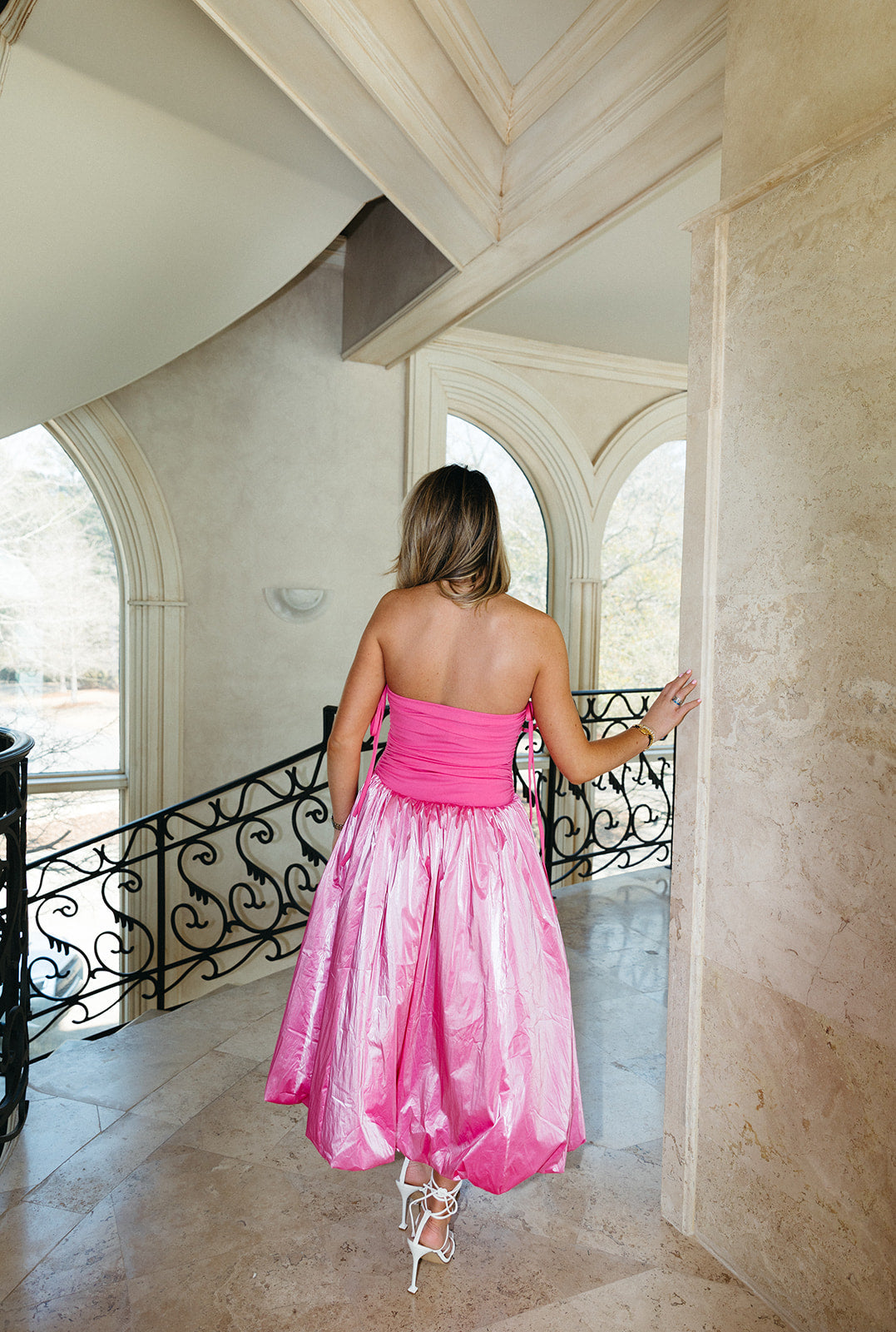 Premium With Love Puffball Midi Dress - Ultimate Pink