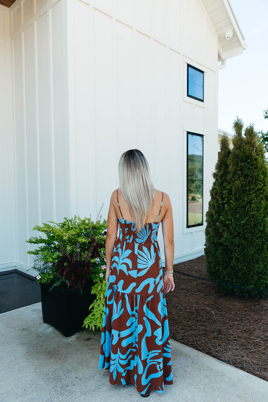 Premium Berkley Midi Dress - Elegant Brown/Blue