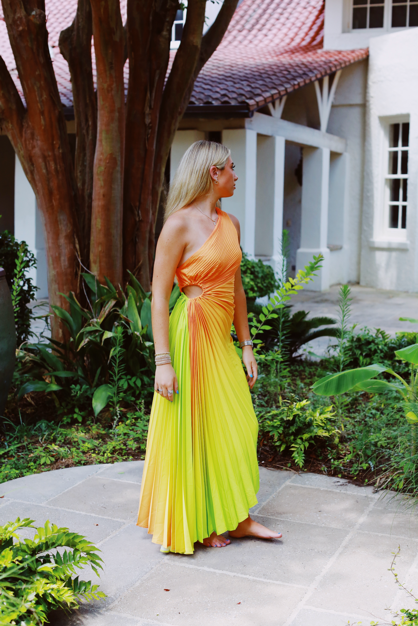 Premium Sunset Glow Maxi Dress - Vibrant Orange Ombre