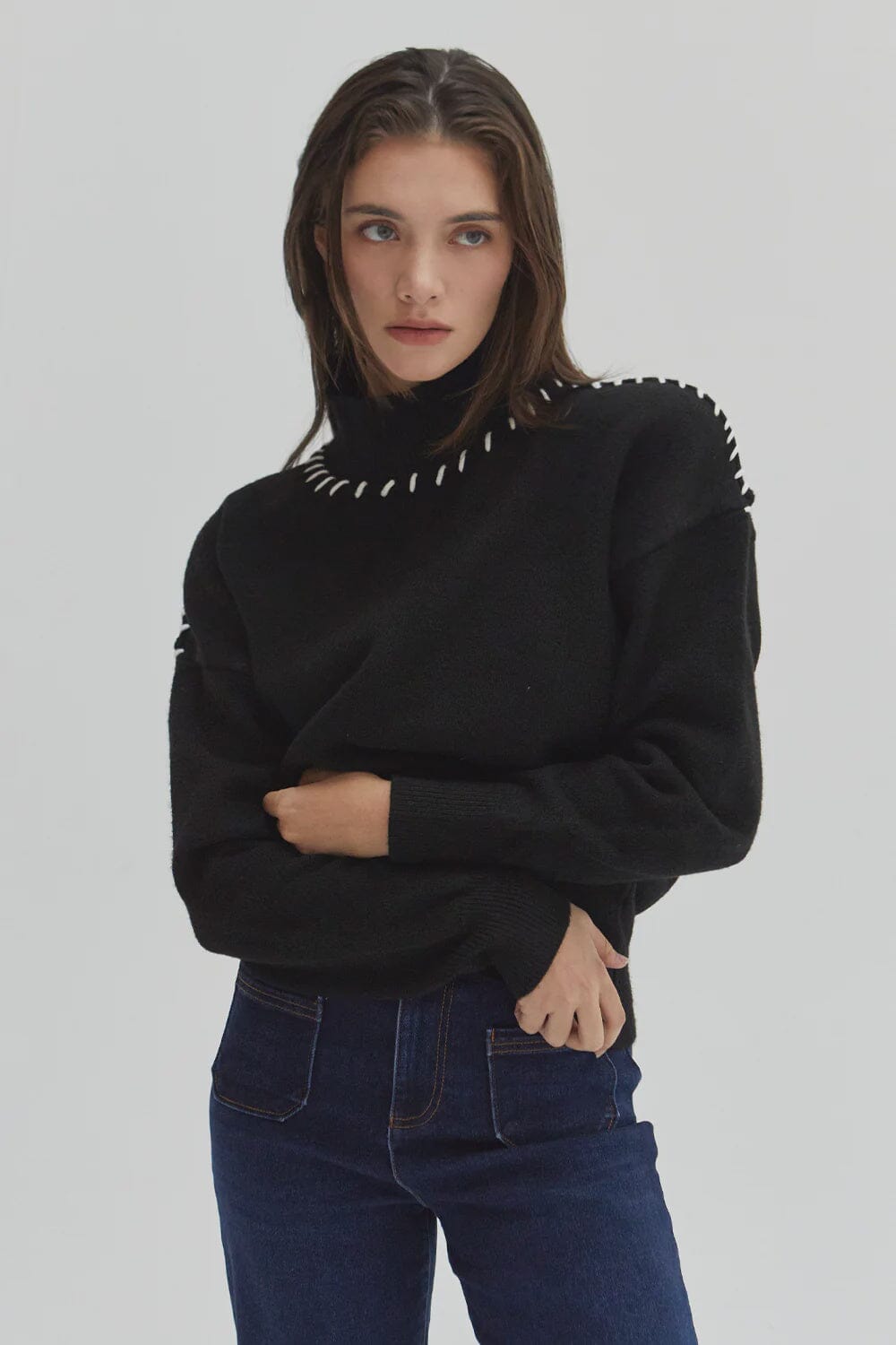 Premium Black Sweater with Contrast Stitch | Ultimate Comfort