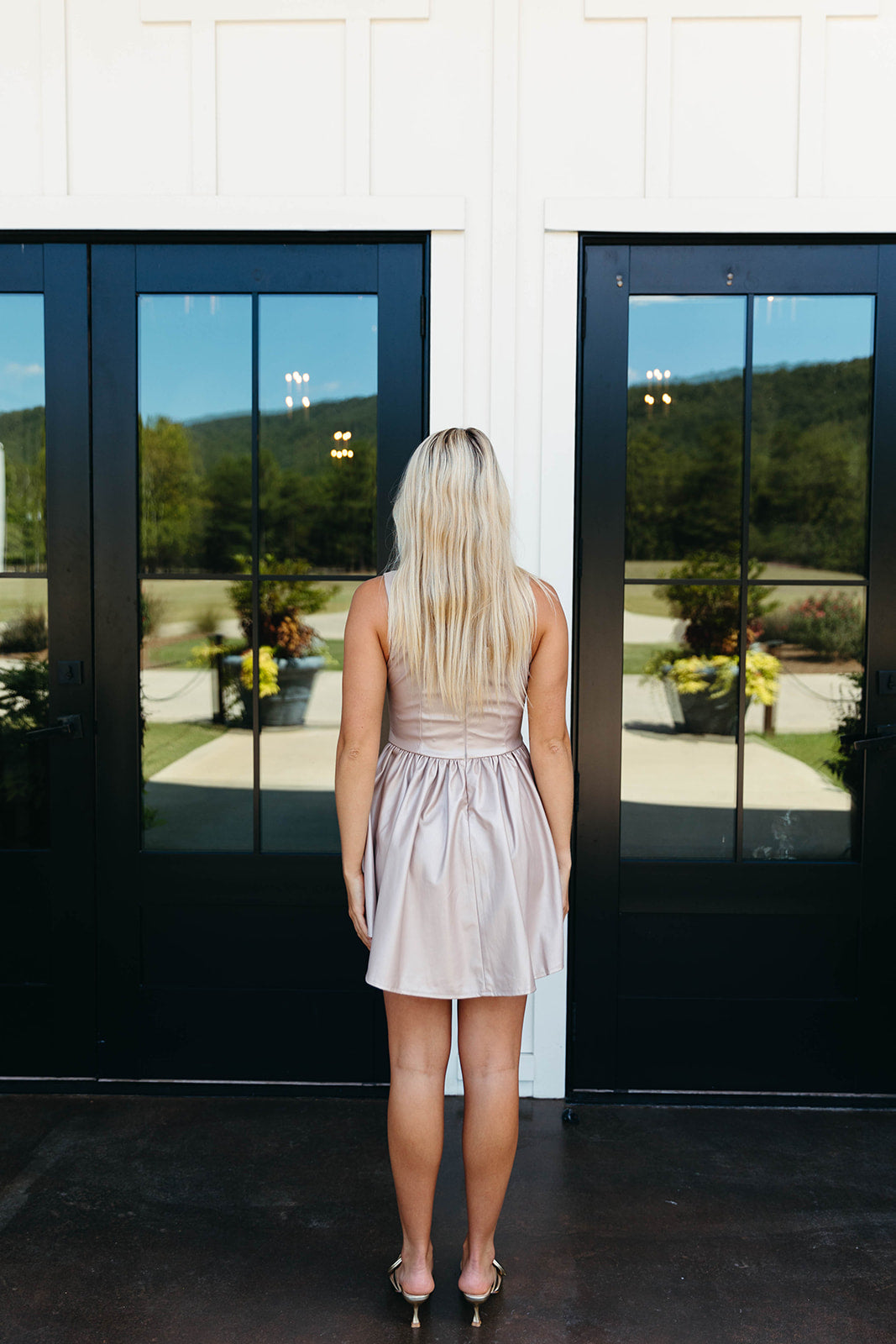 Chic & Playful Flare Mini Dress - Champagne
