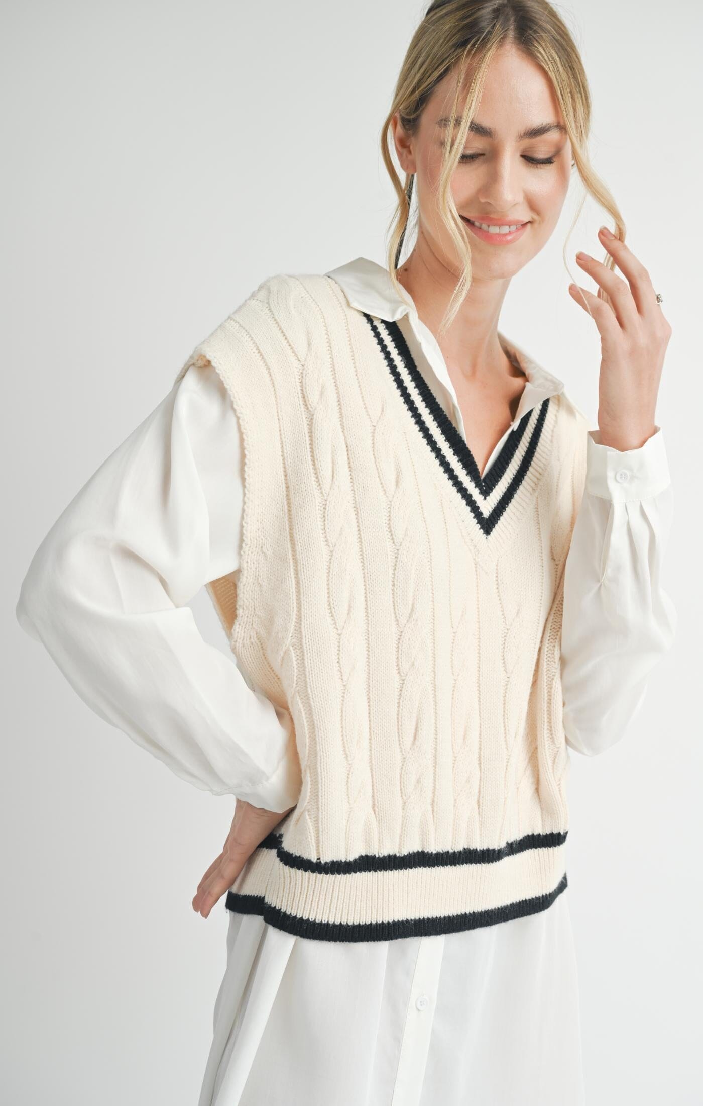 Premium V-Neck Cable Knit Vest - Ultimate Layering Essential