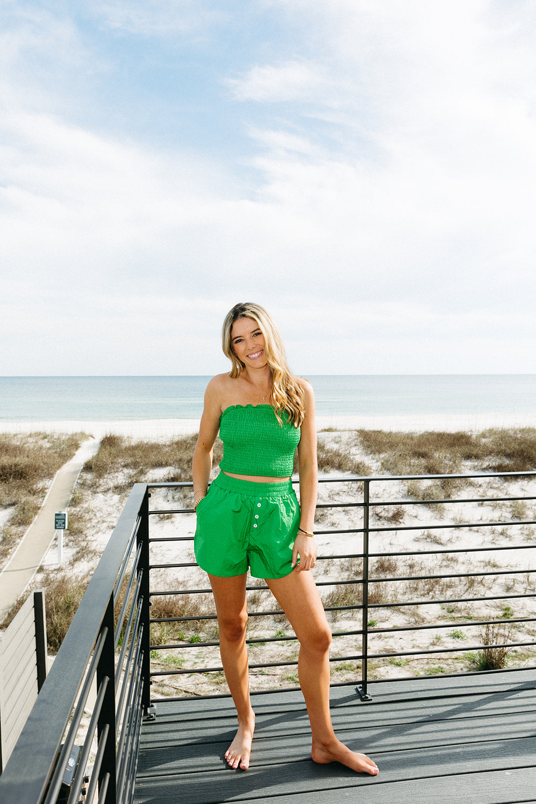 Premium Shelly Smocked Top - Ultimate Green