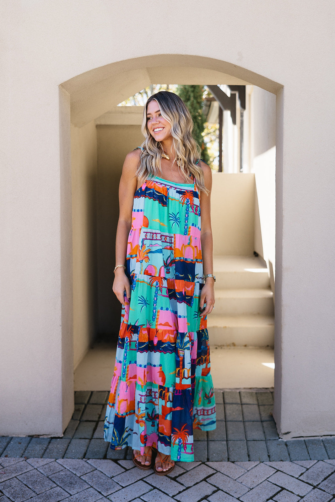 Premium Tropic Maxi Dress - Vibrant Blue Multi Floral Print