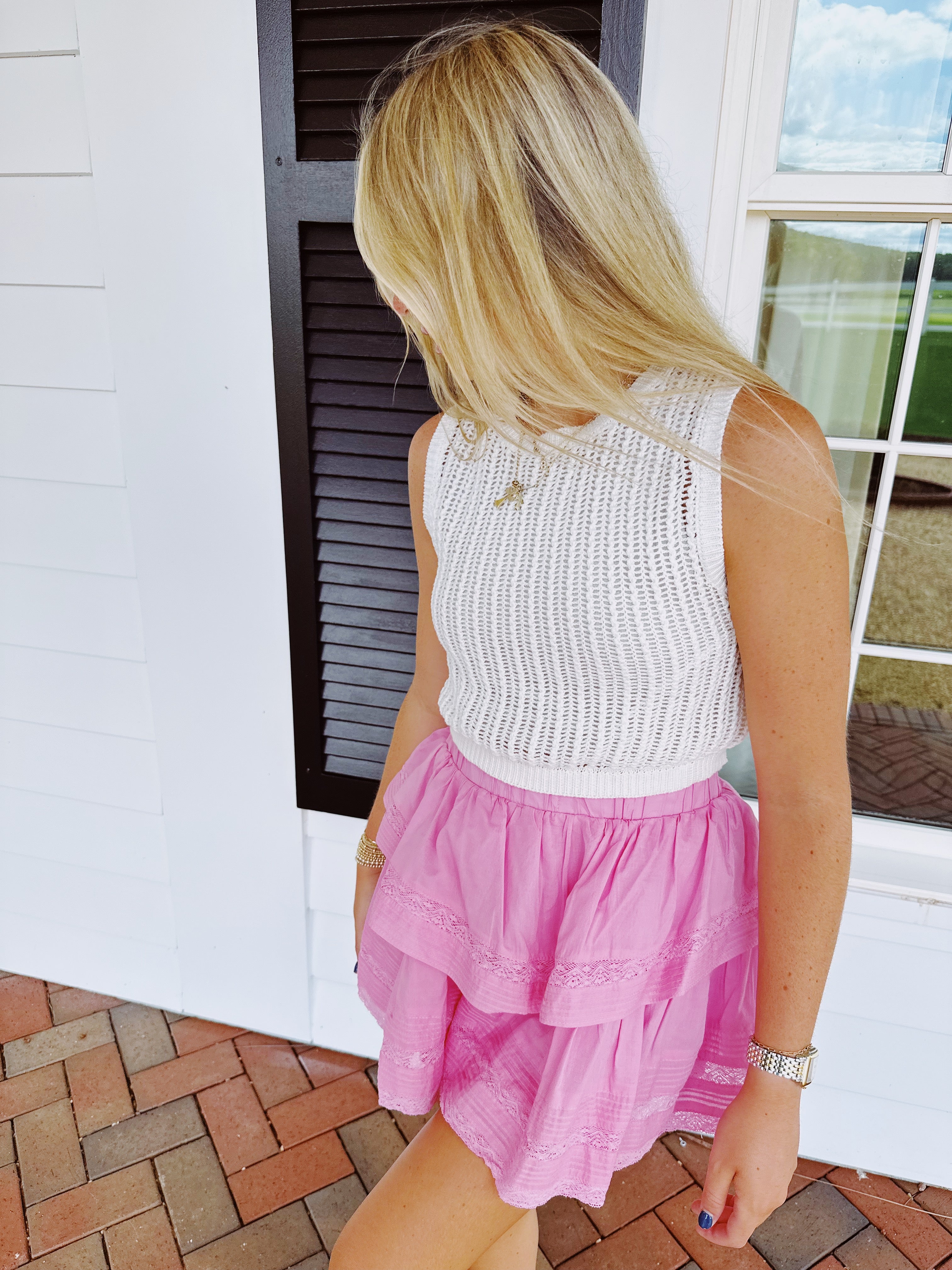 Olivia Premium Crochet Top - White | Semi-Sheer & Loose Fit