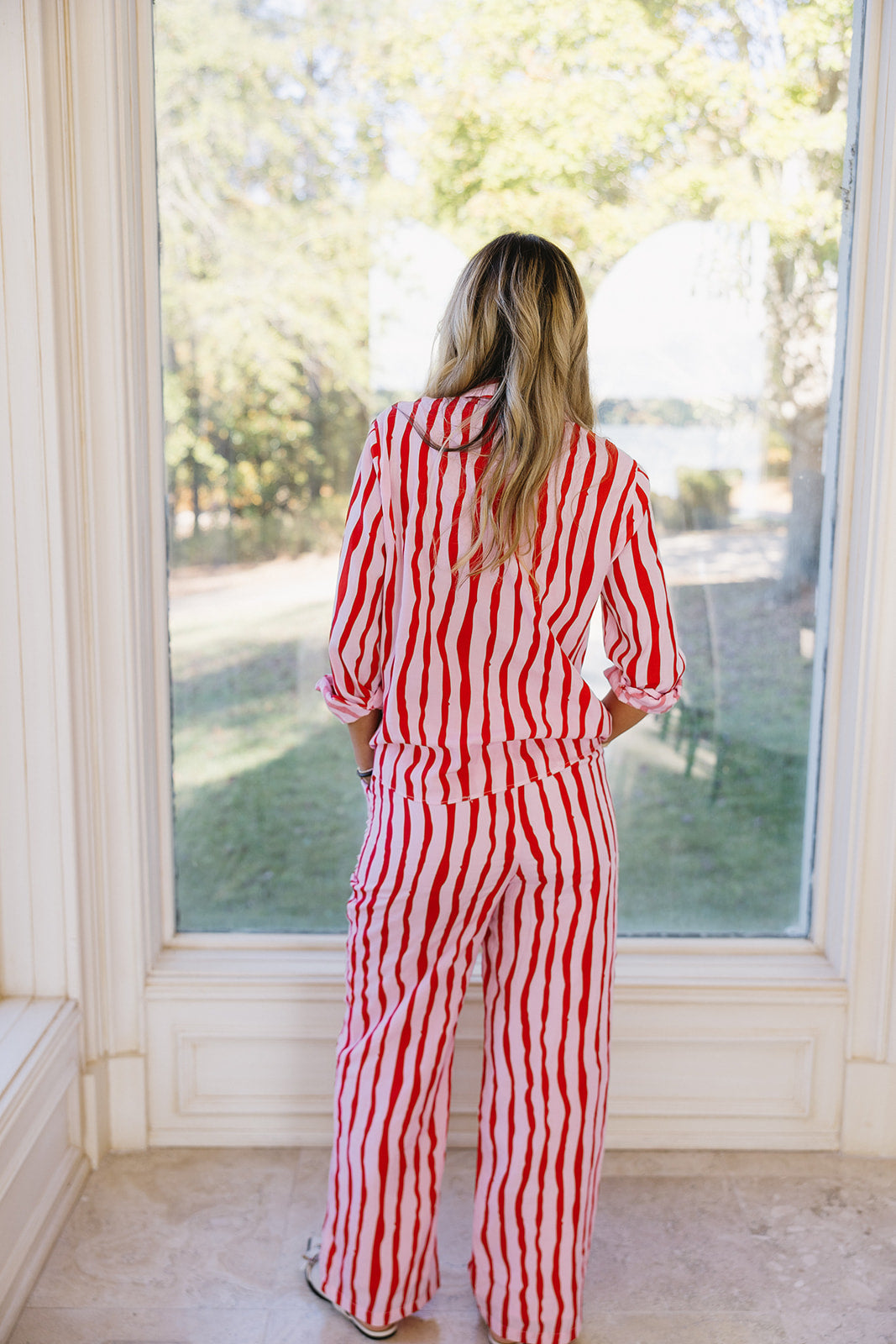 Premium Vera Striped Top - Vibrant Pink & Red