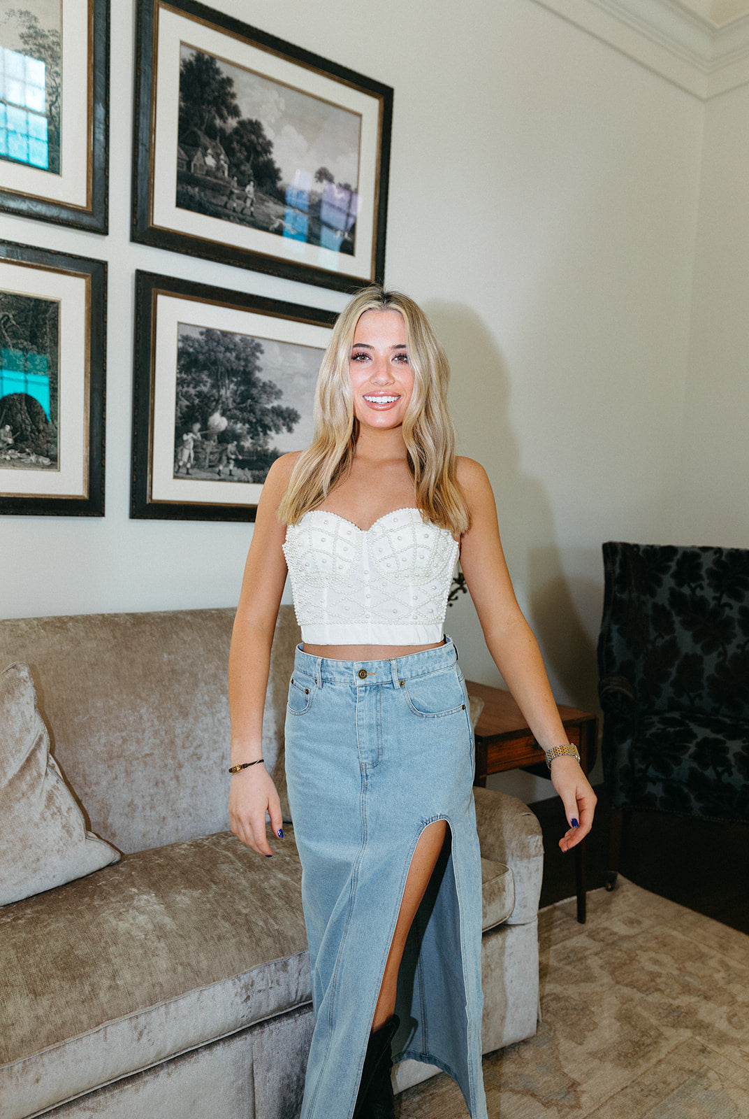 Premium To The Town Bustier Top - Elegant White