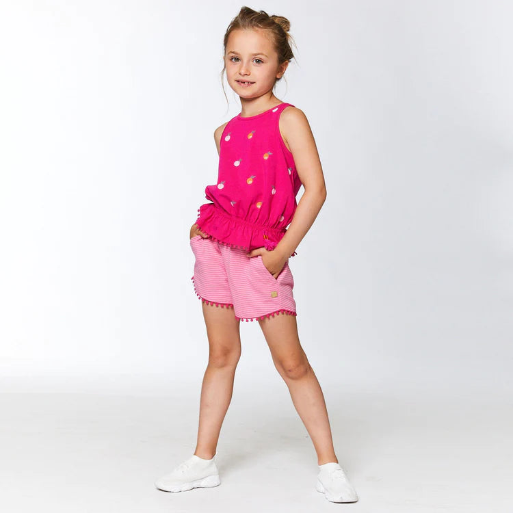 Premium Striped Shorts with Pocket: Stripe Hibiscus - Ultimate Comfort