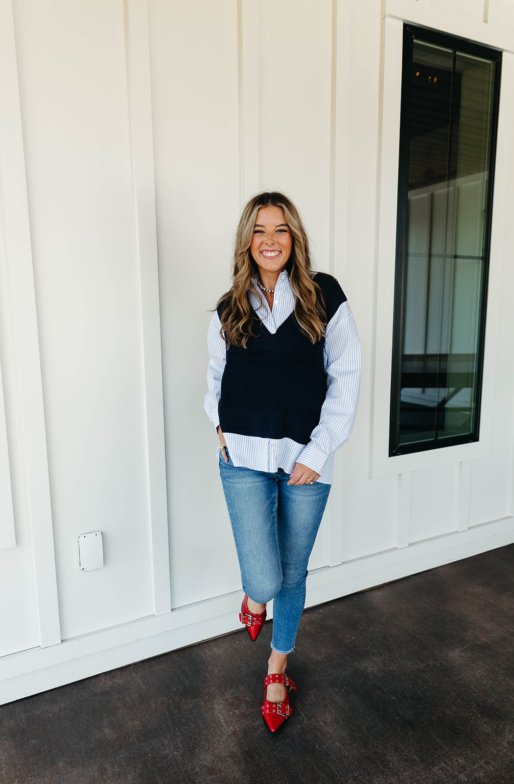 Premium Layered Sweater Vest - Navy