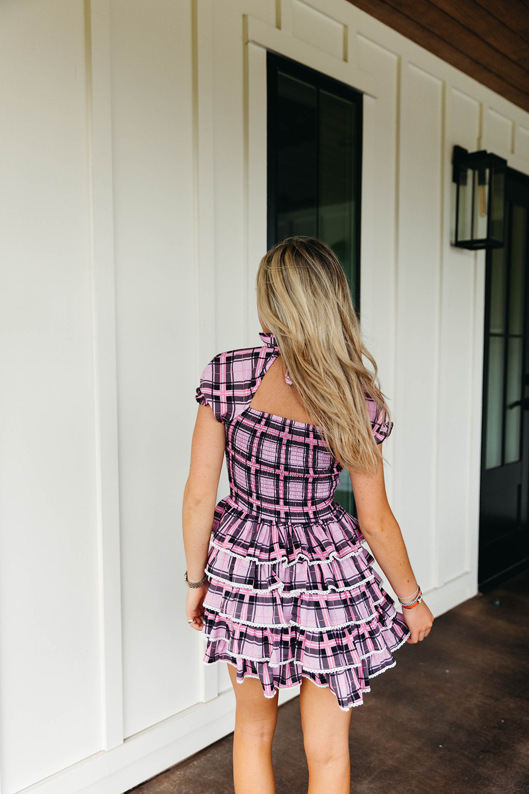 Premium Darcy Mini Dress - Chic Pink/Black Plaid