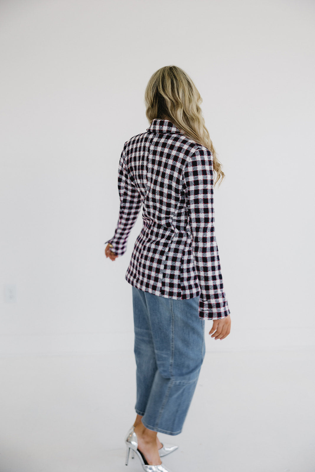 Premium Navy Checkered Blazer - Timeless Elegance