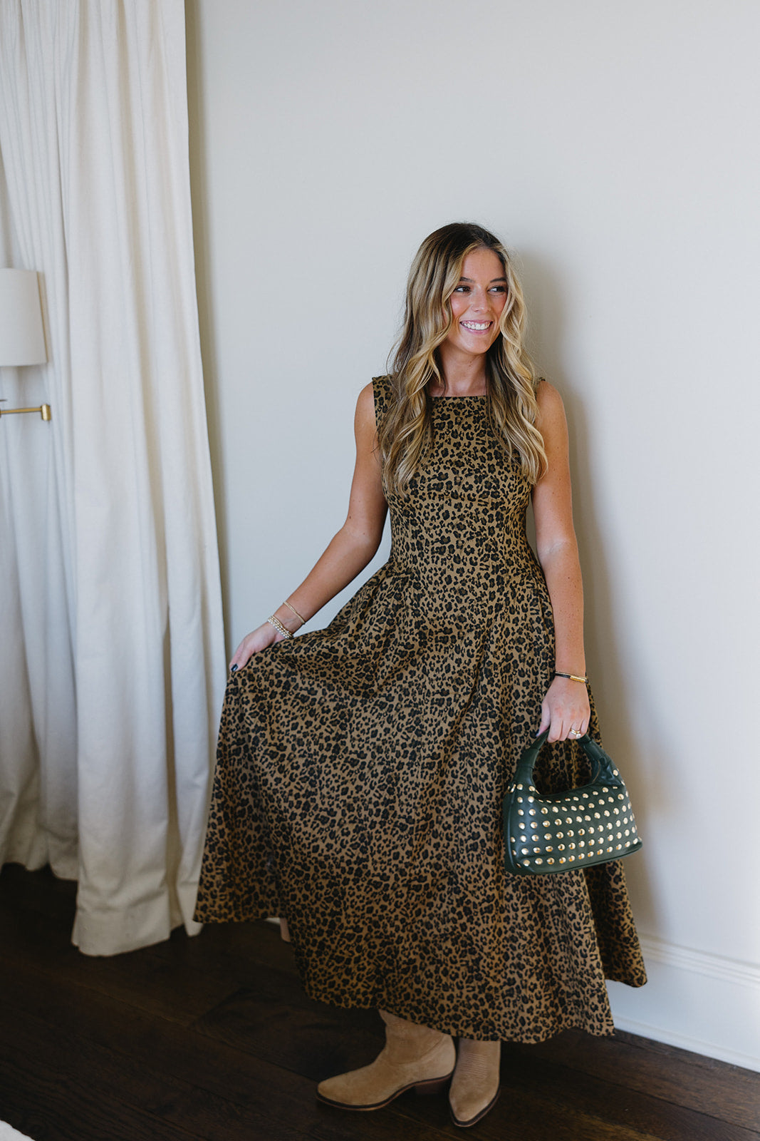 Premium Leopard Print Midi Dress - Brett Collection