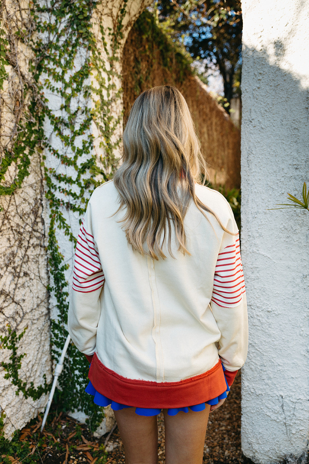 Premium Rowan Stripe Top - Cream/Red | Ultimate Oversized Style