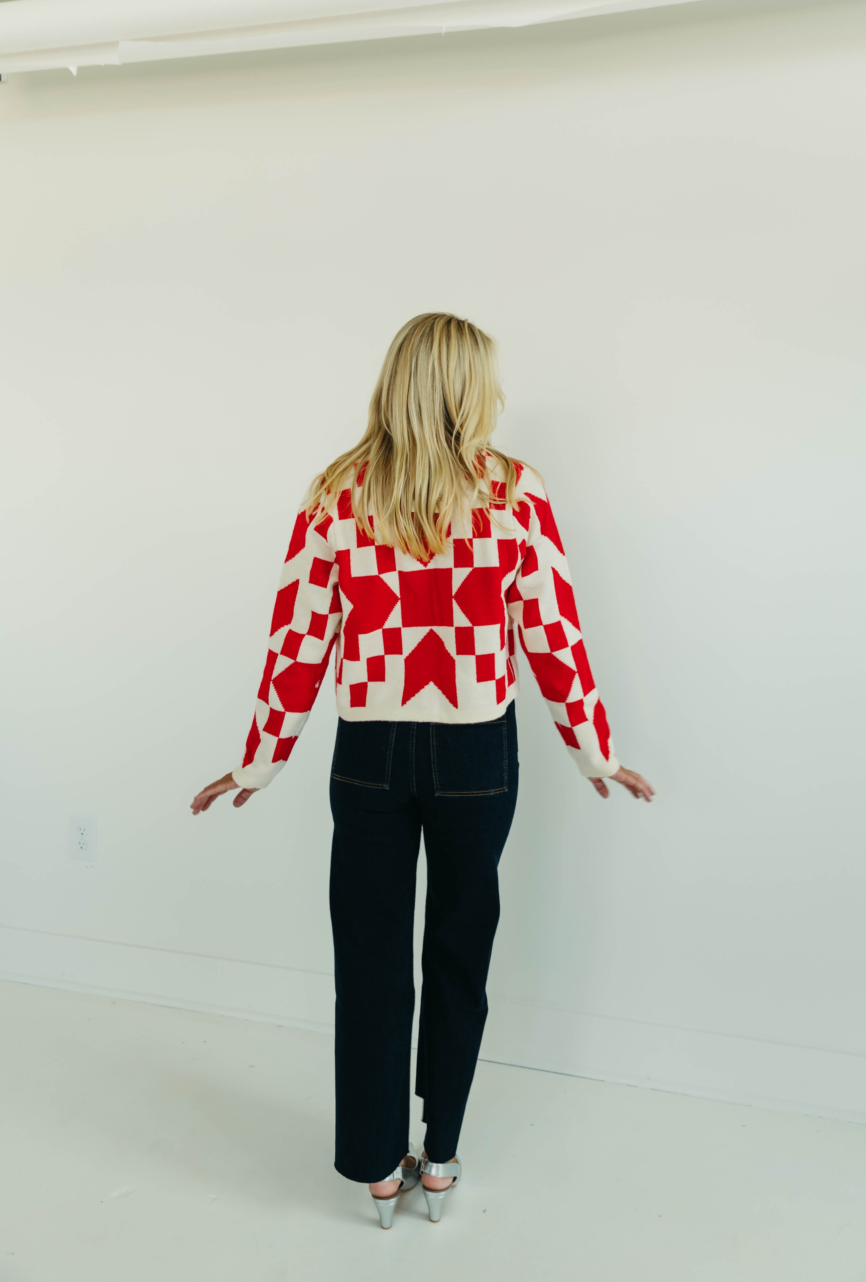 Premium Cozy Bow Tie Sweater - Red