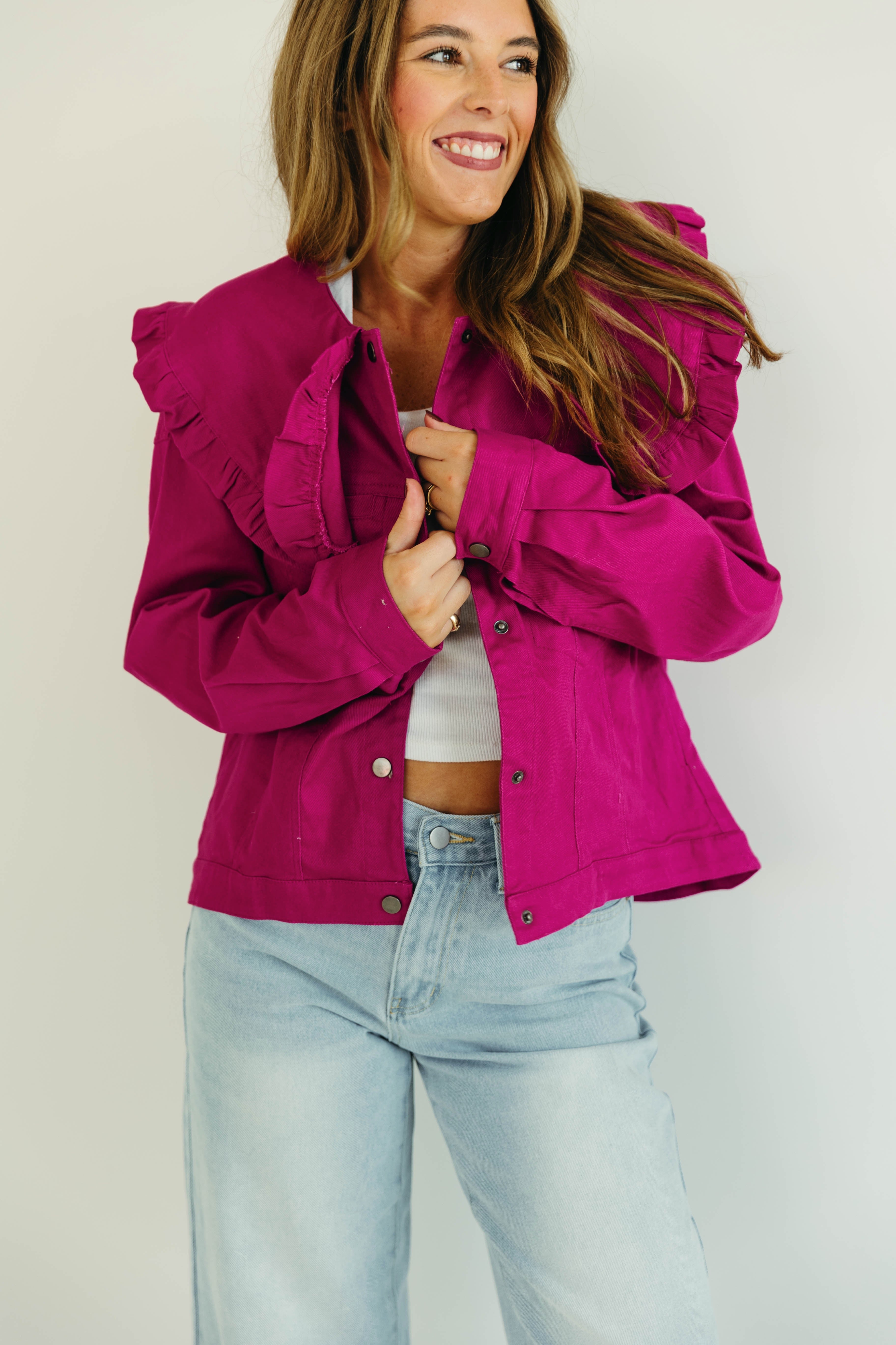 Premium Atlas Denim Jacket - Vibrant Pink