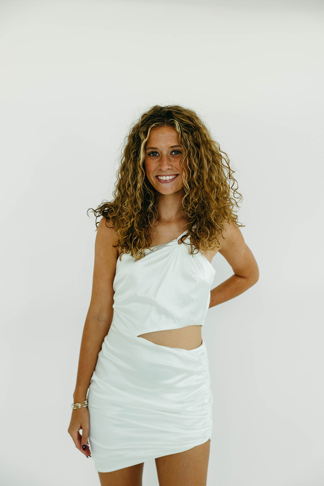 Premium Satin One Shoulder Dress - Elegant White