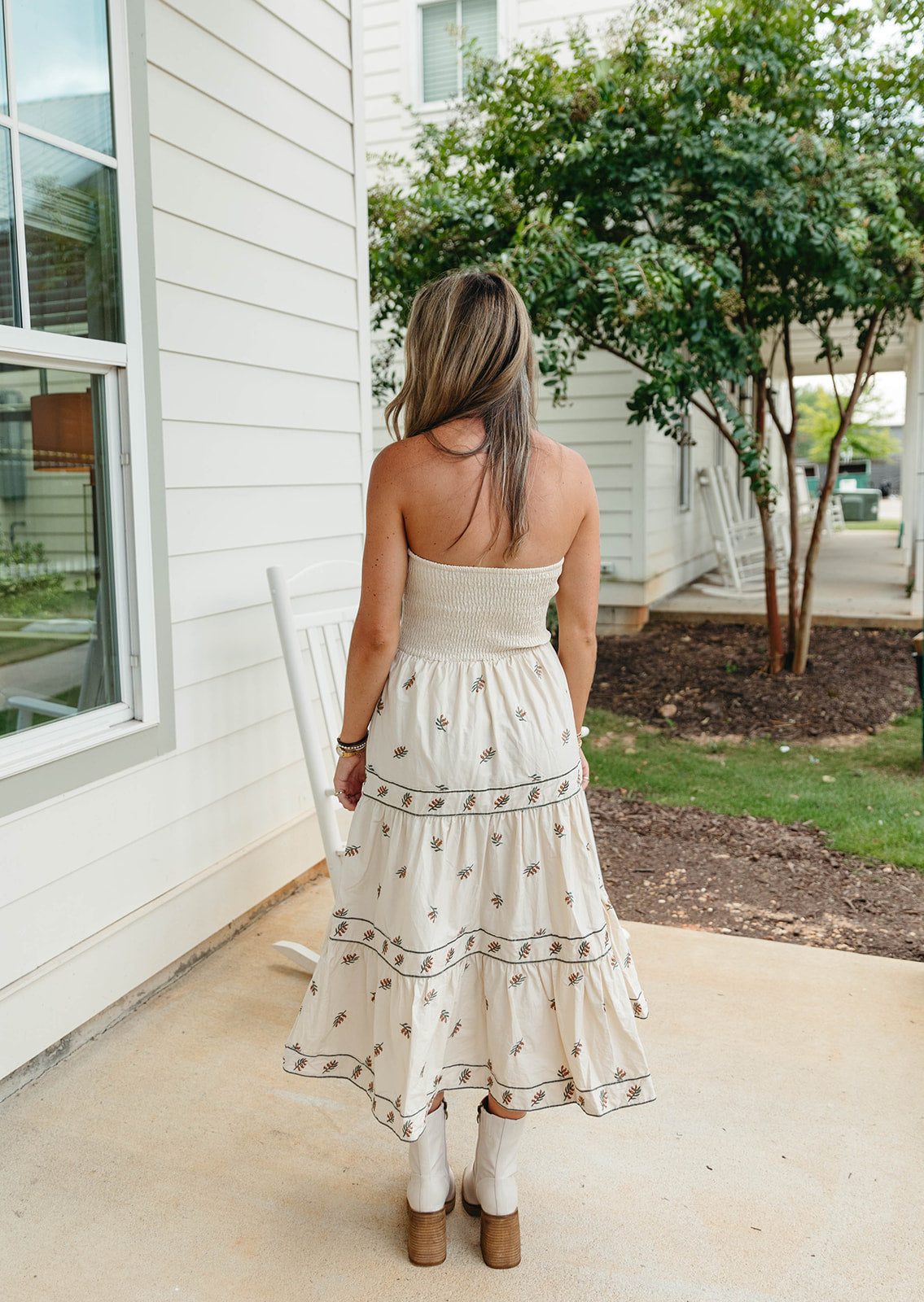 Premium Embroidered Reece Midi Dress - Cream/Multi | Ultimate Comfort & Style