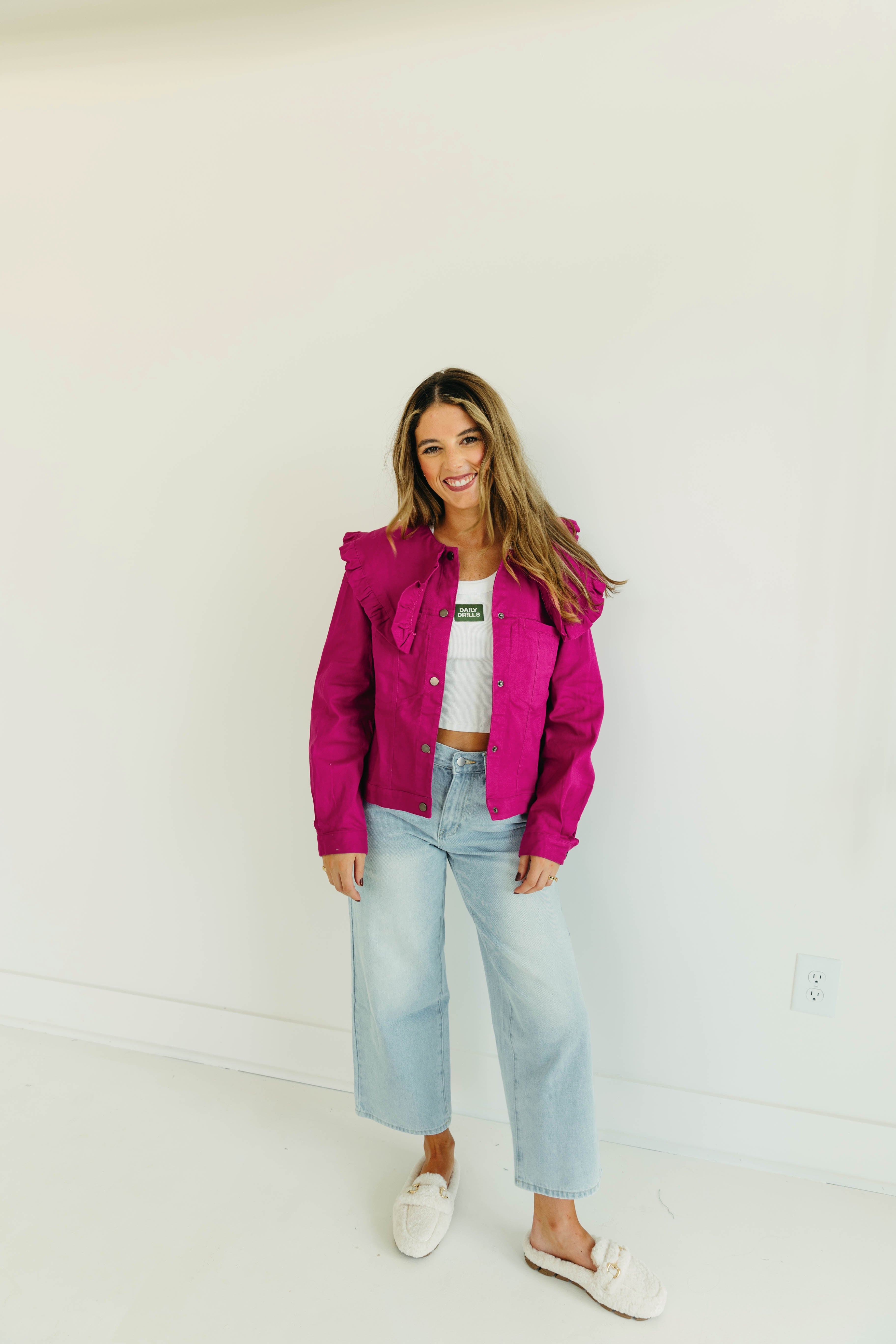 Premium Atlas Denim Jacket - Vibrant Pink