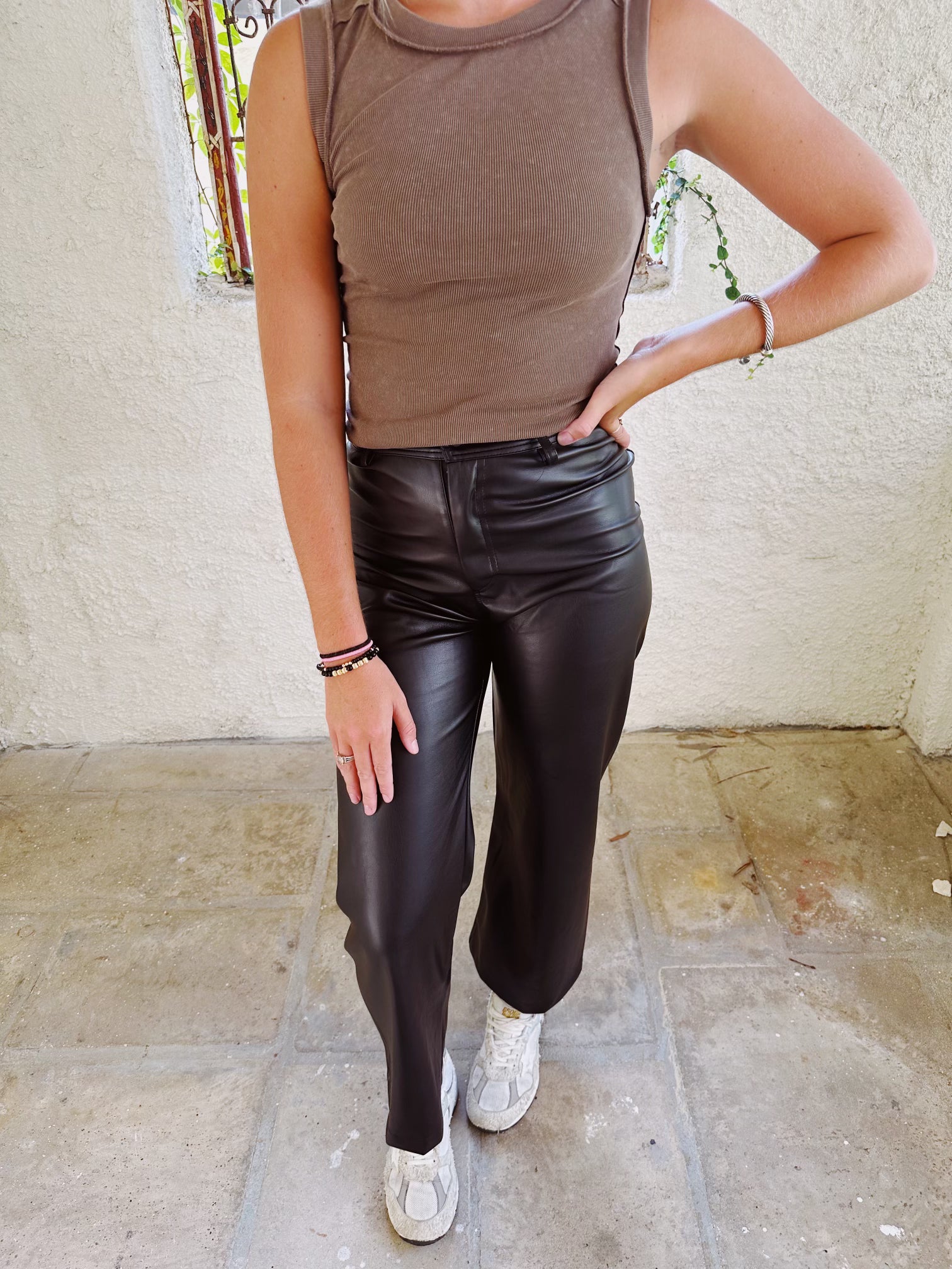 Premium Washed Brown Ribbed Tank - Effortless Summer Style