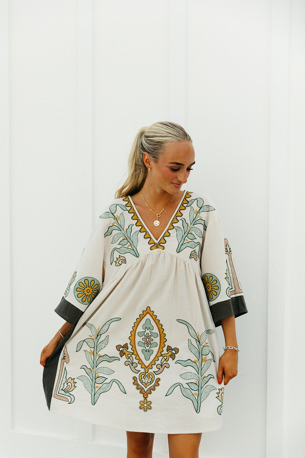 Premium Marie Mini Dress - Sage Bohemian Style
