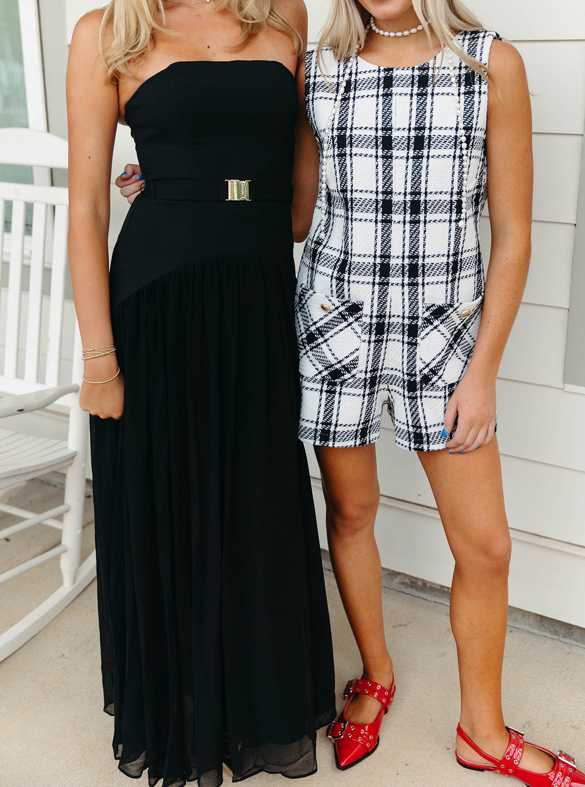 Premium Campbell Tweed Romper - Chic White & Black Design