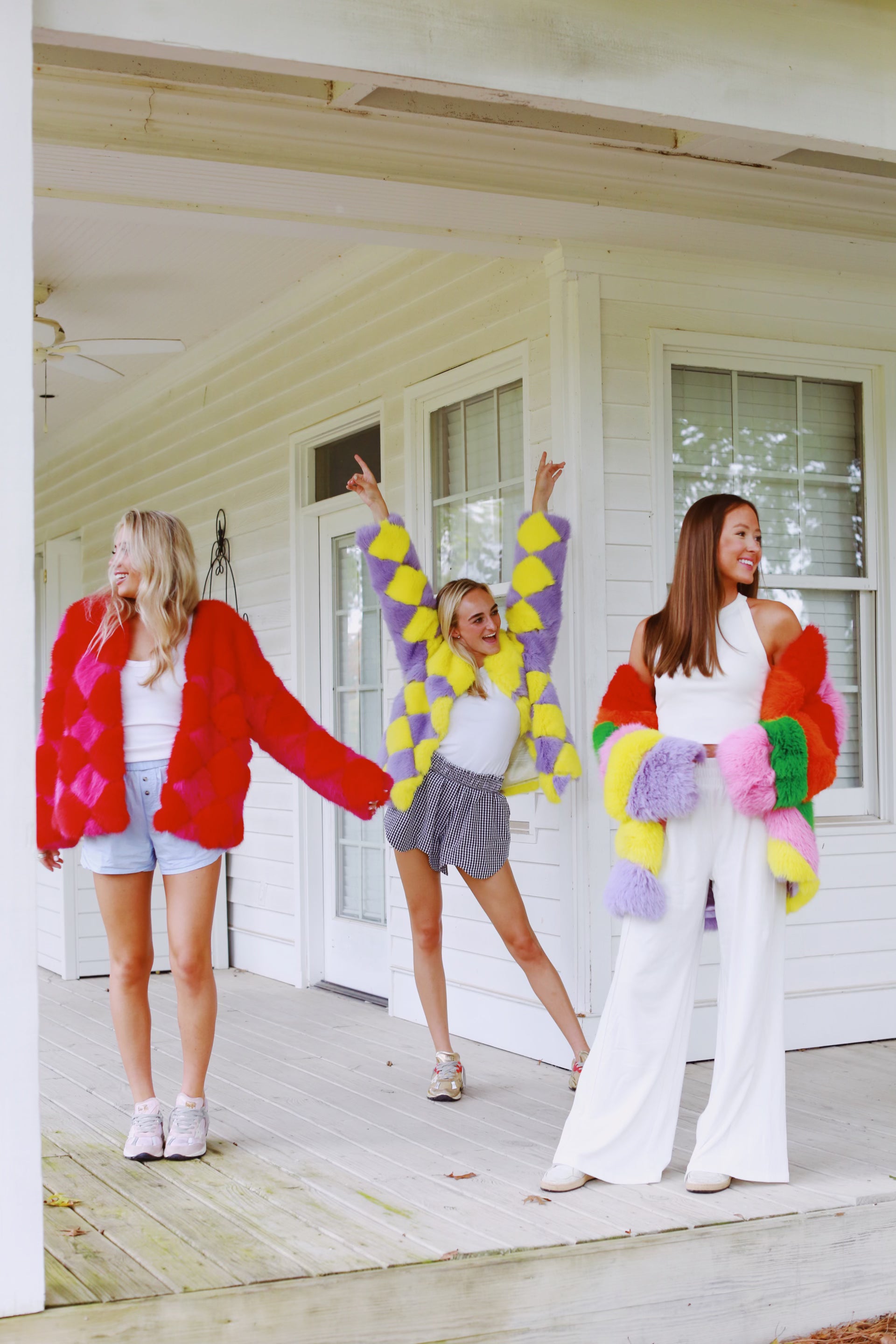 Ultimate Diamond Luxe Fur Coat - Yellow/Purple