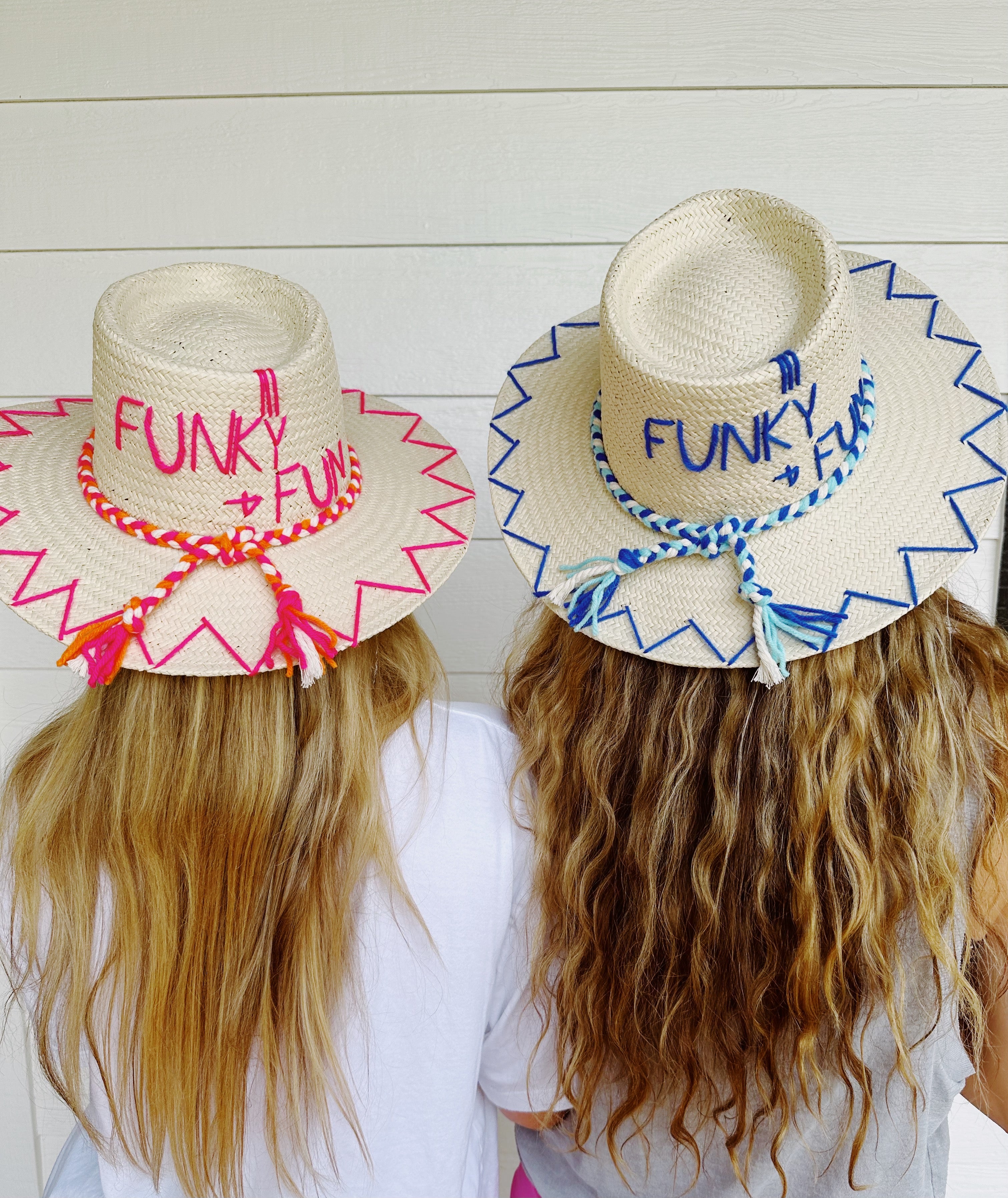 Premium Funky + Fun Sunhat - Light Beige with Pink & Orange Accents