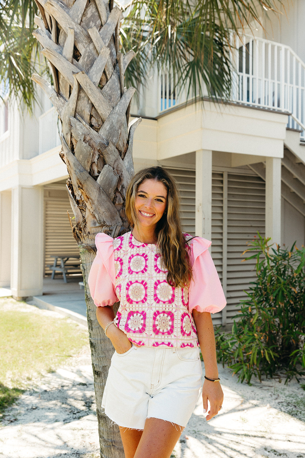 Premium Crochet Bubblegum Top - Pink/Multi