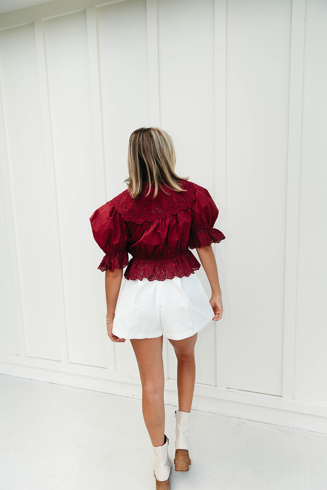 Premium Beverly Front Tie Blouse - Burgundy