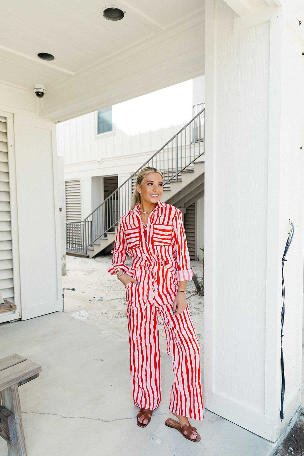 Premium Vera Striped Top - Vibrant Pink & Red