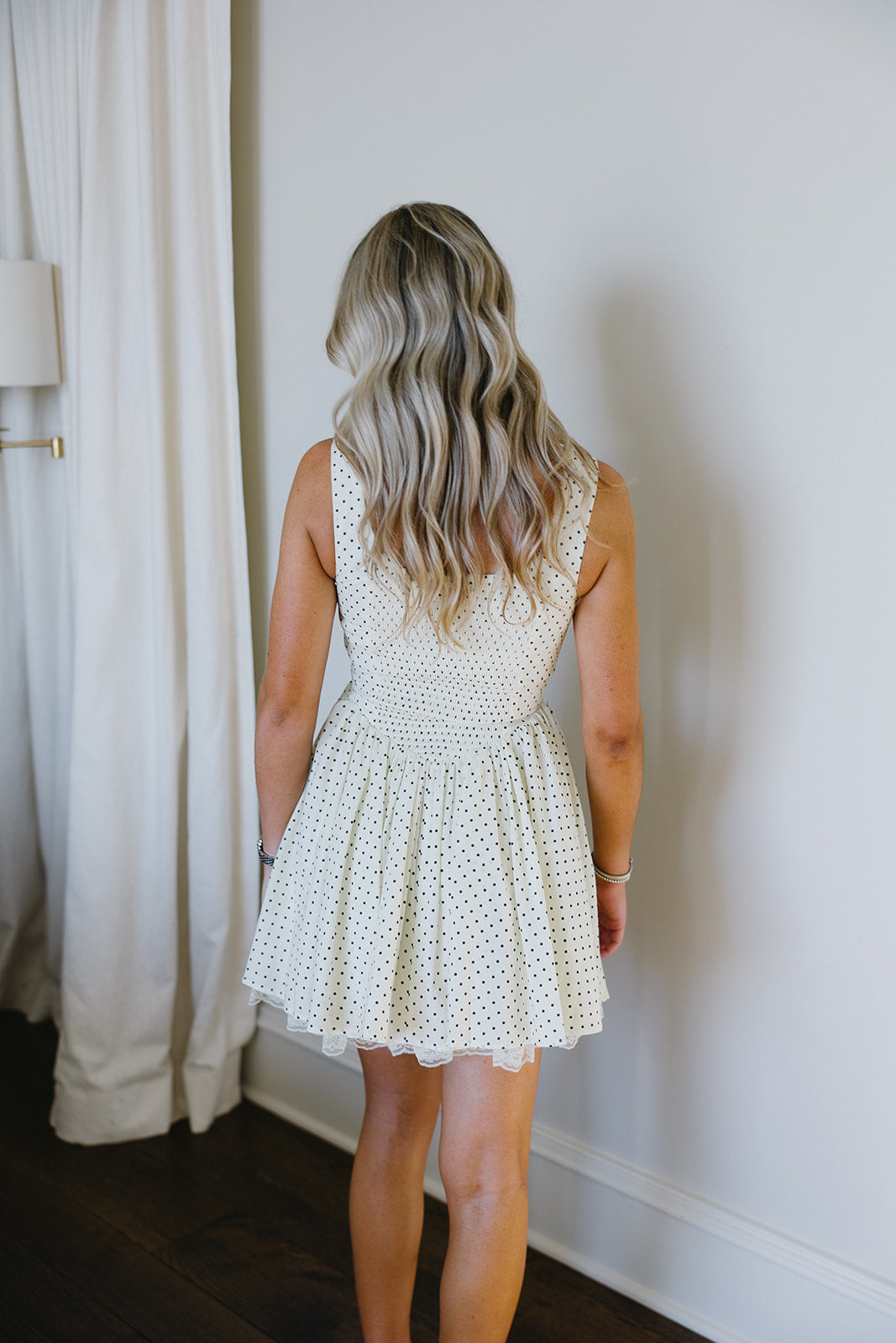 Arlie Polka Dot Mini Dress - Elegant Lace Trim