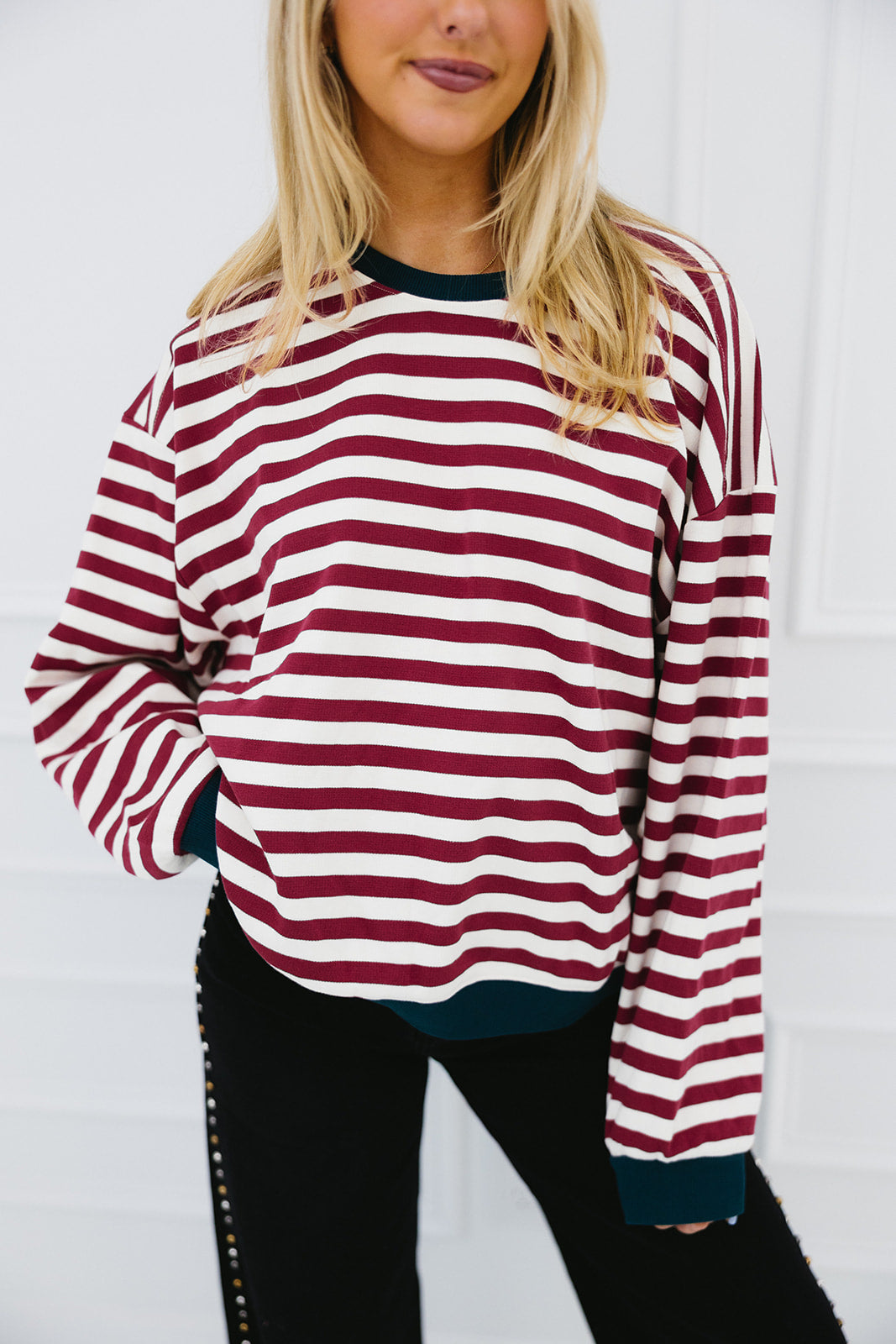 Premium Hanleigh Stripe Top - Vibrant Magenta