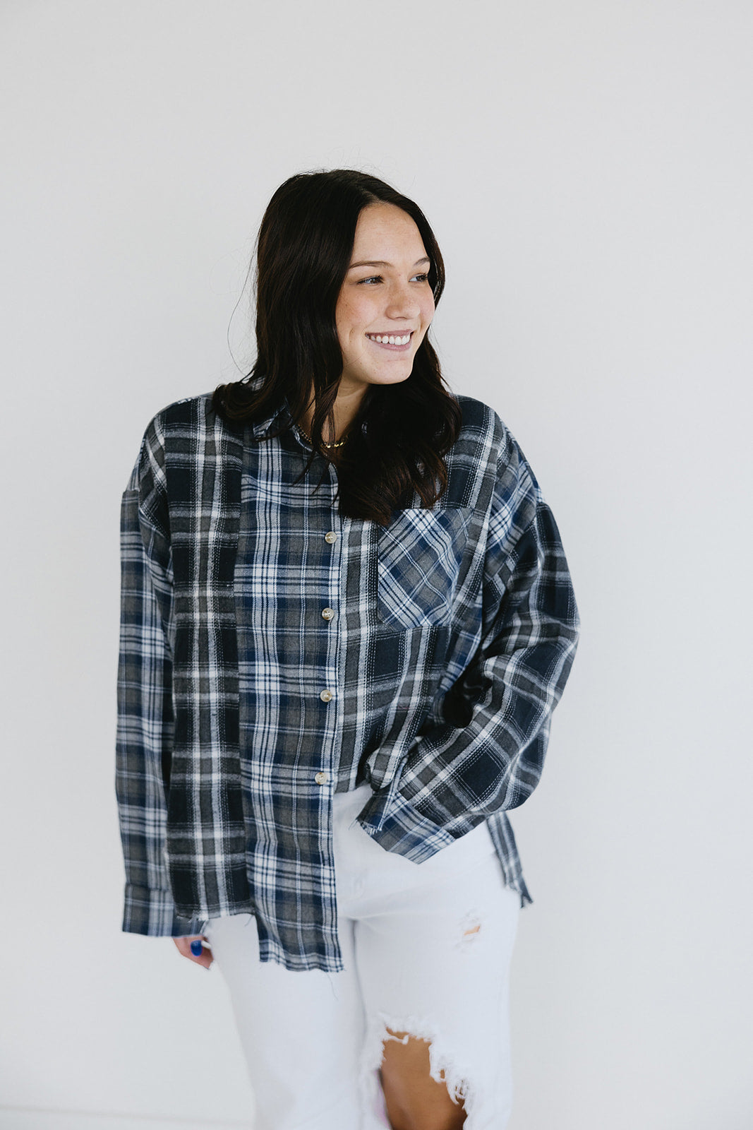 Premium Eileen Button-Up Shirt - Navy | Ultimate Casual Style