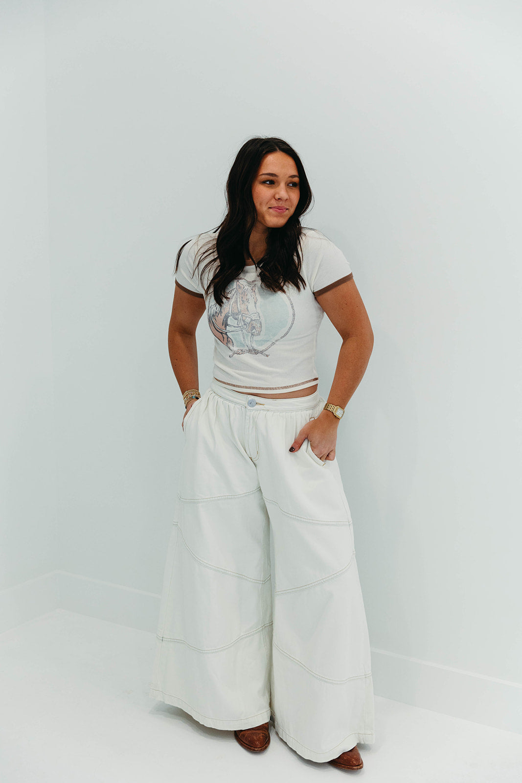 Premium Racking Horses Tee - Ultimate Comfort in Off White