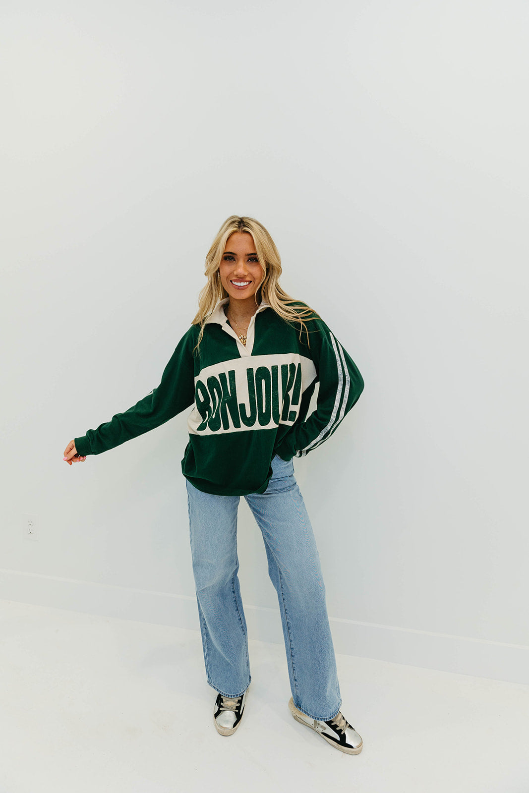 Premium Bonjour! Rugby Long Sleeve - Vintage Green