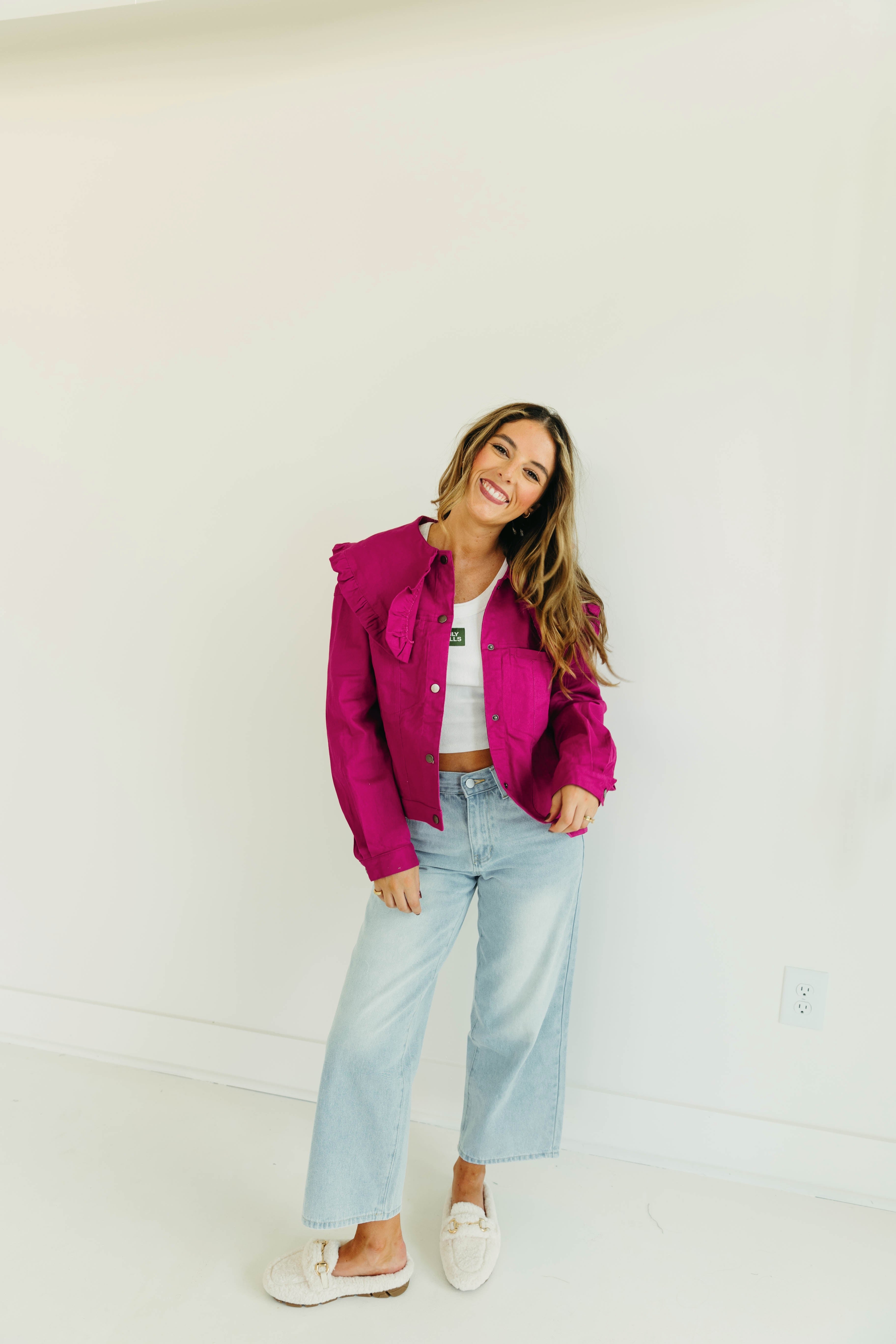 Premium Atlas Denim Jacket - Vibrant Pink